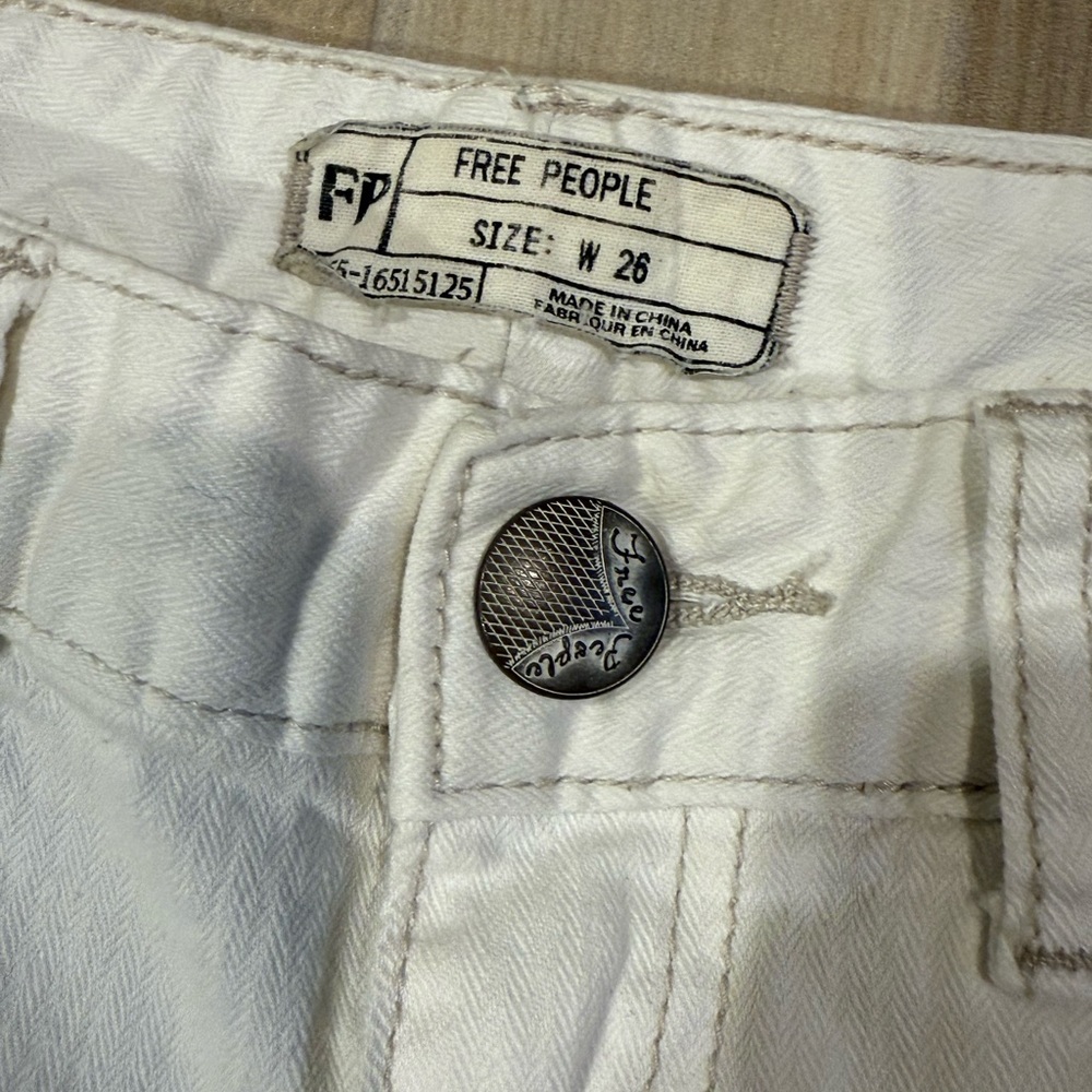 Free People Cream Denim Pants - Picture 2 of 9